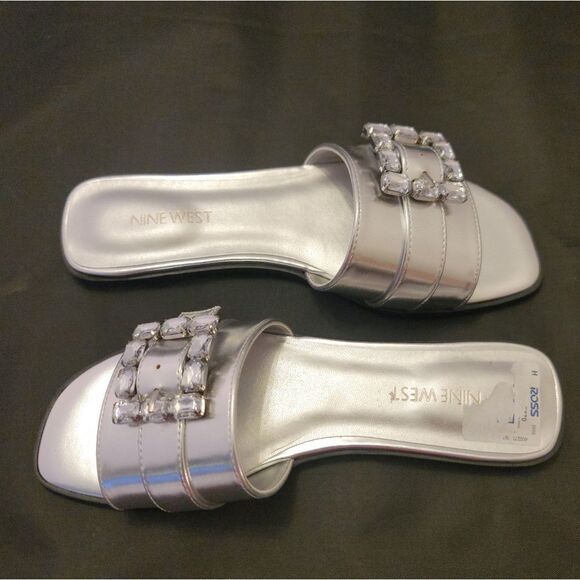 BRAND NEW NINE WEST SLIDE JEWEL MATTER DESIGN SANDAL R3 - Picture 13 of 16